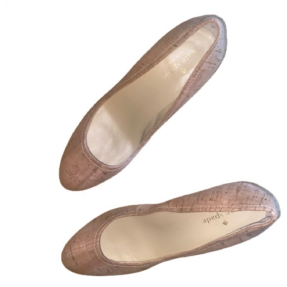 Kate Spade Halle Too Wedges Cork Tan Size 7 Business Office Party Heels - Picture 2 of 9